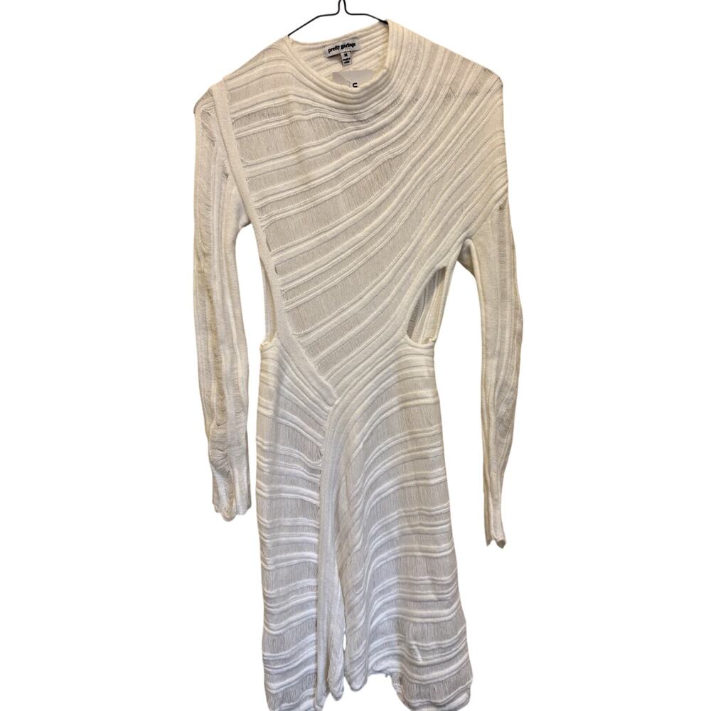 NEW Pretty Garbage White Fitted Knit Sweater Dress Medium BodyCon